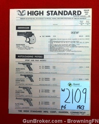 Orig High Standard Dealer Price List 1963-img-0