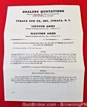 Orig Ithaca Dealers Quotations Price List 1946-img-1