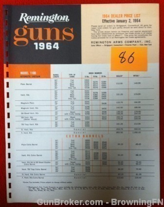 Orig Remington Guns Dealer Price List 1964-img-0