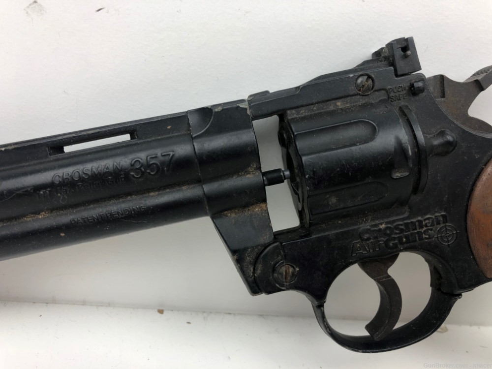 Crossman 357 Pellet Air Gun Revolver Broken For parts Missing Pellet Cylind-img-1