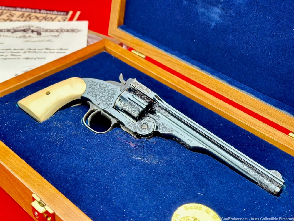 Rare S&W Model 3 Schofield .45 S&W 7" |*FACTORY MASTER ENGRAVED w/ IVORY*|-img-0