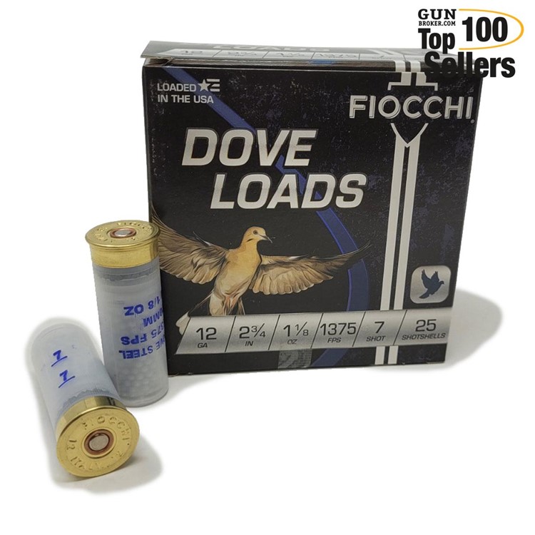 FIOCCHI Steel Dove Loads 12 Gauge 2.75in 7 25rd Shotgun Shell (12DLS187-img-0