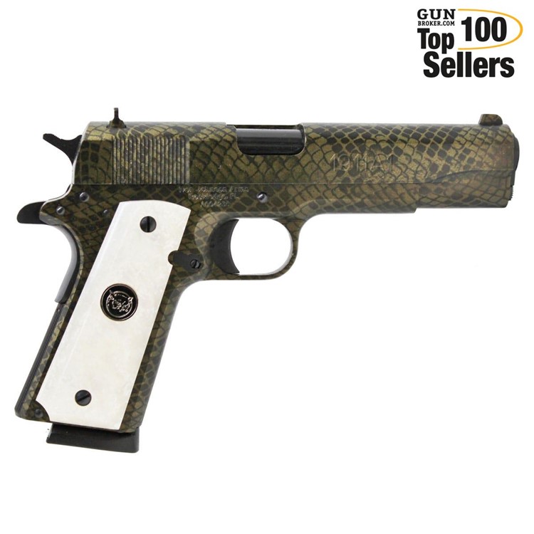 IVER JOHNSON ARMS 1911 A1 Water Moccasin Snakeskin .45 ACP 5in 8rd Pistol-img-0