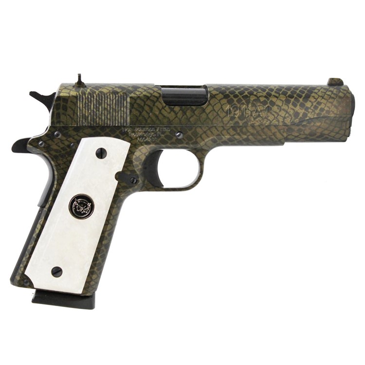 IVER JOHNSON ARMS 1911 A1 Water Moccasin Snakeskin .45 ACP 5in 8rd Pistol-img-1