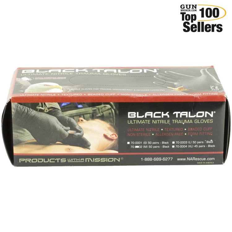 NORTH AMERICAN RESCUE Black Talon Ultimate Nitrile Gloves, Medium (70-0002)-img-0