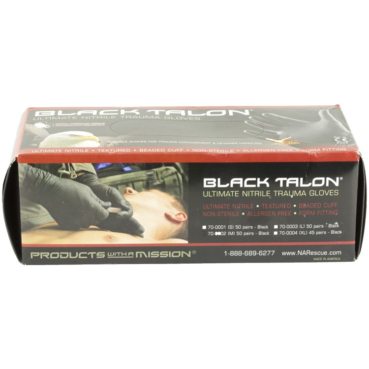 NORTH AMERICAN RESCUE Black Talon Ultimate Nitrile Gloves, Medium (70-0002)-img-1