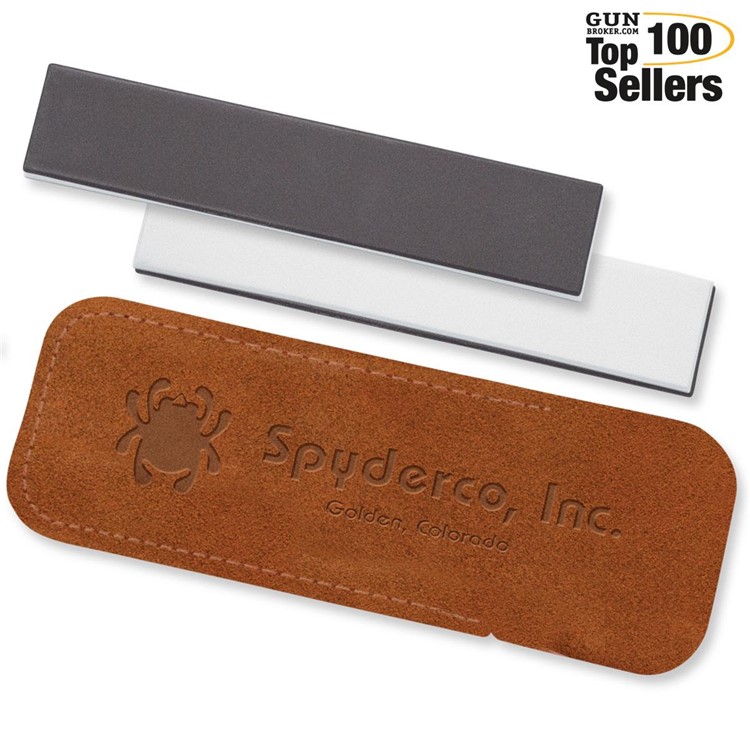 SPYDERCO Double Stuff Sharpening Pocket Stone with Leather Sheath (303MF)-img-0