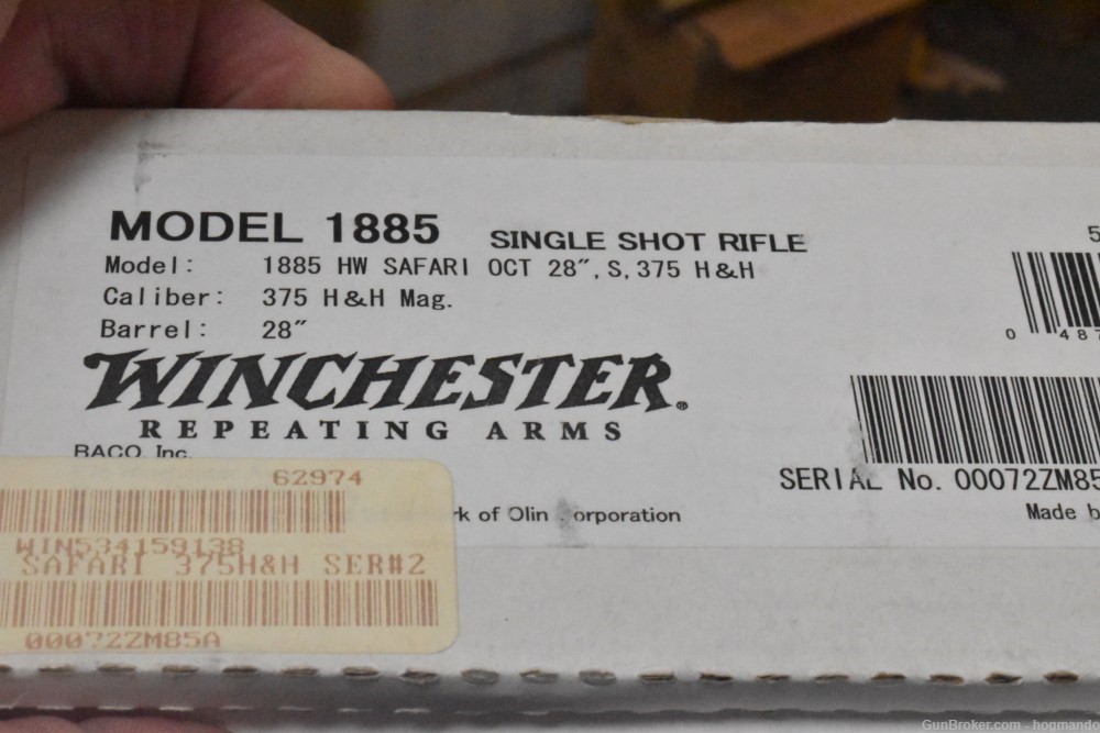 Winchester 1885 375 H&H LNIB unfired custom wood-img-6