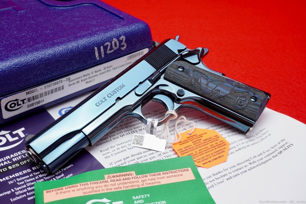 RARE Colt Government 1911 .38 Super Talo Model *COBALT BLUE FINISH* NIB-img-0