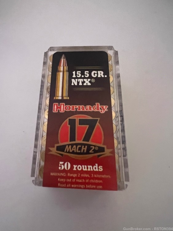 17 HMR. 50 rounds per pack 10 packs av. Mach 2 NTX-img-0