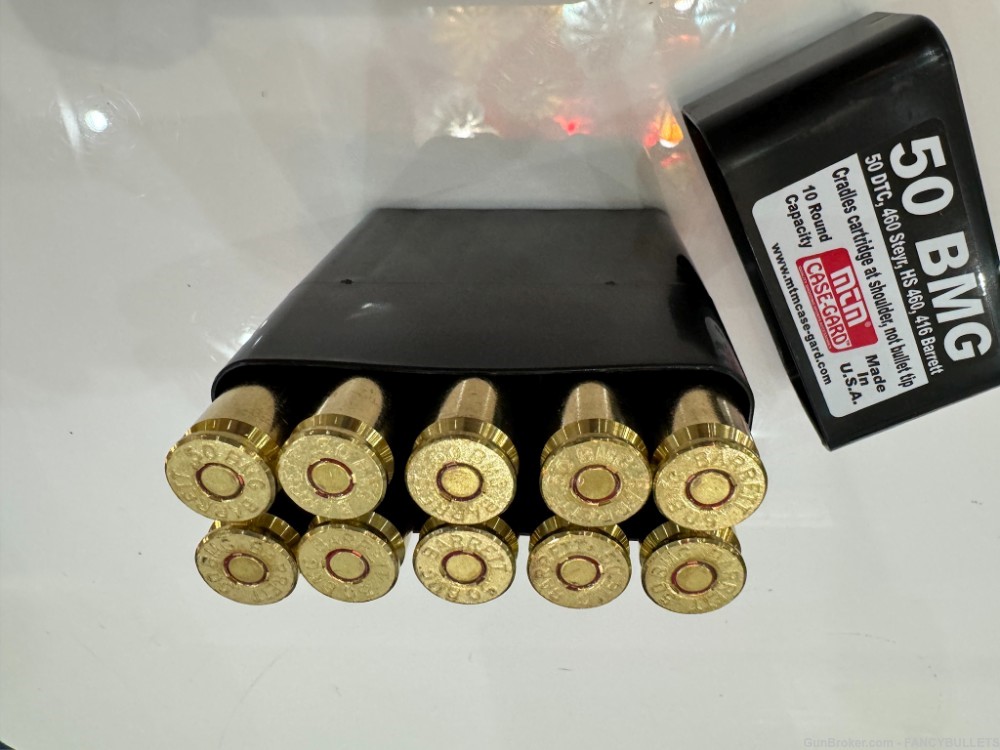 10RDS, Barrett, Ammo, 50BMG, 661Gr, WITH 10RD CASE AS PICTURED.-img-1