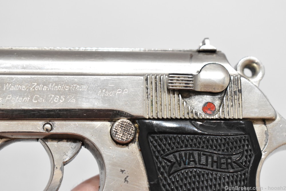 German Walther WW2 PP Semi Auto Pistol 32 ACP 7.65 Nickel 1944 RFV READ-img-5