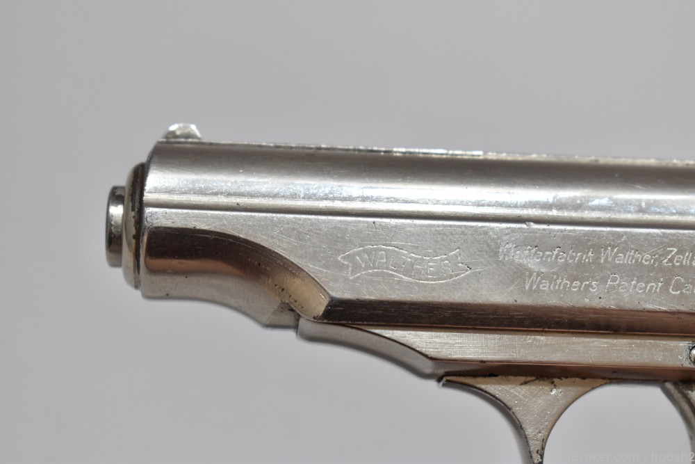 German Walther WW2 PP Semi Auto Pistol 32 ACP 7.65 Nickel 1944 RFV READ-img-3