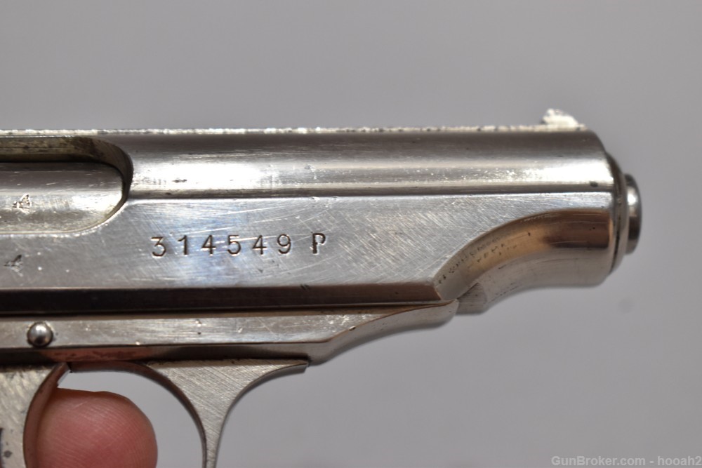 German Walther WW2 PP Semi Auto Pistol 32 ACP 7.65 Nickel 1944 RFV READ-img-9