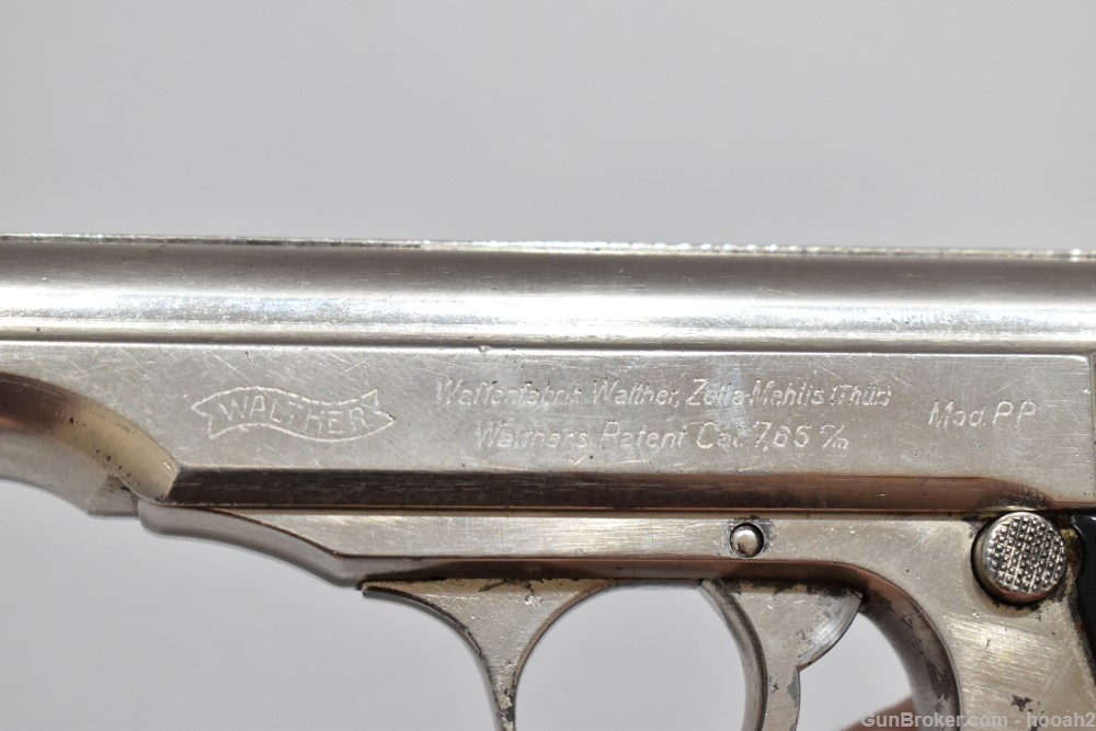 German Walther WW2 PP Semi Auto Pistol 32 ACP 7.65 Nickel 1944 RFV READ-img-4