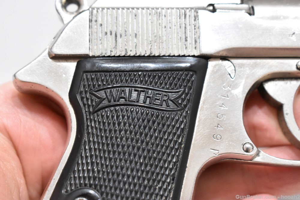 German Walther WW2 PP Semi Auto Pistol 32 ACP 7.65 Nickel 1944 RFV READ-img-12