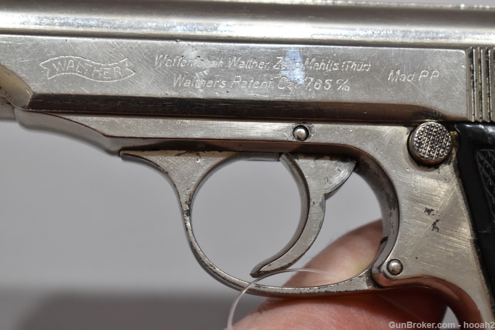 German Walther WW2 PP Semi Auto Pistol 32 ACP 7.65 Nickel 1944 RFV READ-img-6