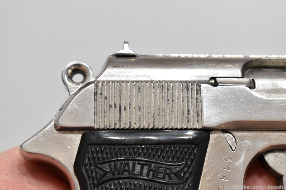 German Walther WW2 PP Semi Auto Pistol 32 ACP 7.65 Nickel 1944 RFV READ-img-11