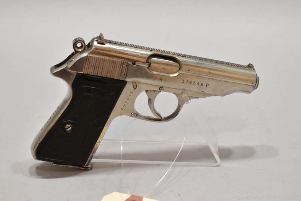 German Walther WW2 PP Semi Auto Pistol 32 ACP 7.65 Nickel 1944 RFV READ-img-0