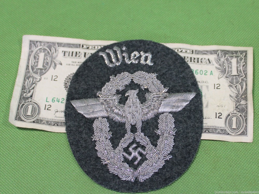 German World War II Police WIEN Officers bullion Wire Sleeve Eagle BA-img-3