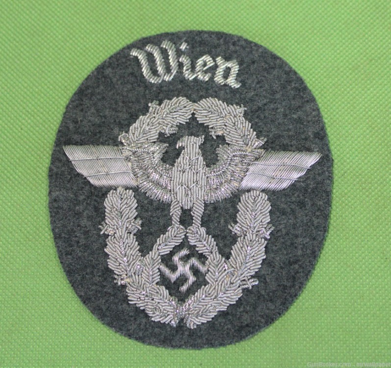 German World War II Police WIEN Officers bullion Wire Sleeve Eagle BA-img-0