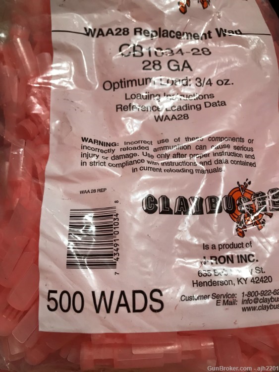 28 Gauge Claybuster wads, 3 bags, 1500 count-img-0