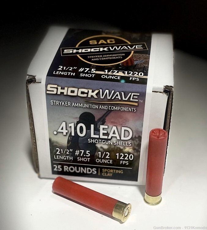 Shockwave 410 GA 2 1/2" #7.5 shot 1/2 ounce Lead1220 FPS 250 Rnds-img-0