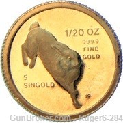 1/20oz 1987 Vintage Singapore  Gold Rabbit coin In Gold Bezel-img-3
