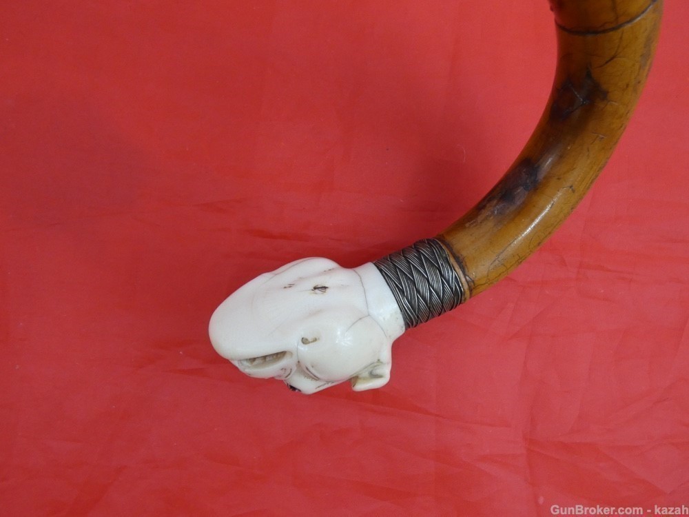 Antique Figural Sword Cane / Walking Stick / Carved Bulldog / dagger blade-img-6