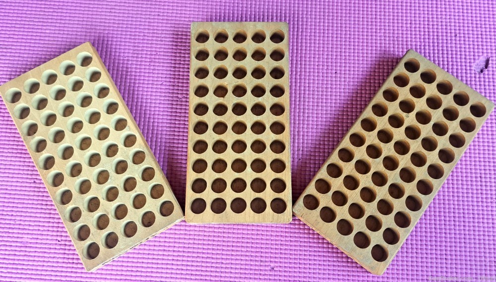 Lot of 3 Midway Wooden Cartridge Reloading Holders-img-0
