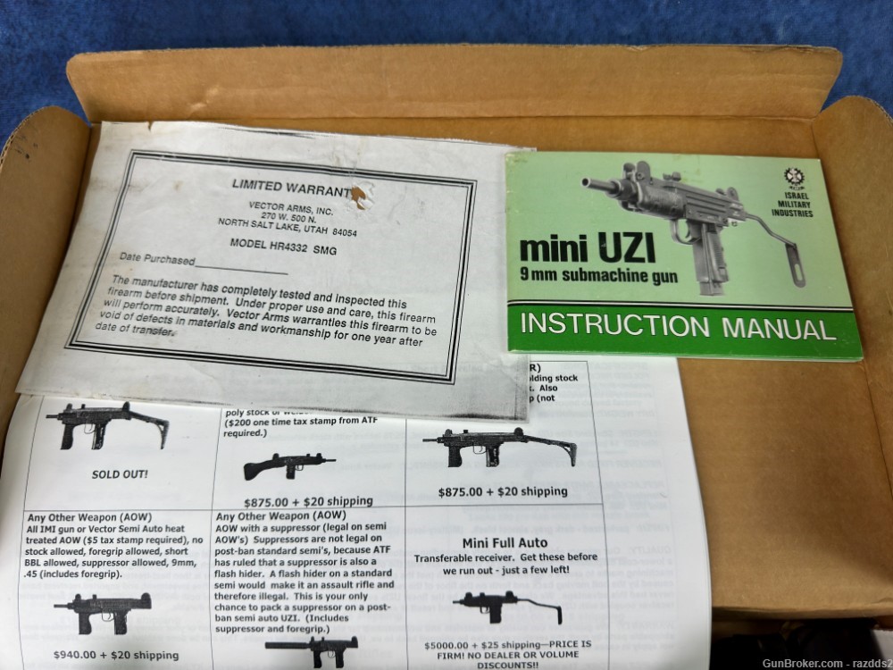Excellent Transferable Group Vector Mini Uzi HR4332 in box 9mm EFILE READY-img-5