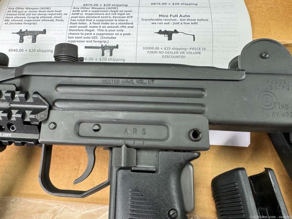 Excellent Transferable Group Vector Mini Uzi HR4332 in box 9mm EFILE READY-img-3