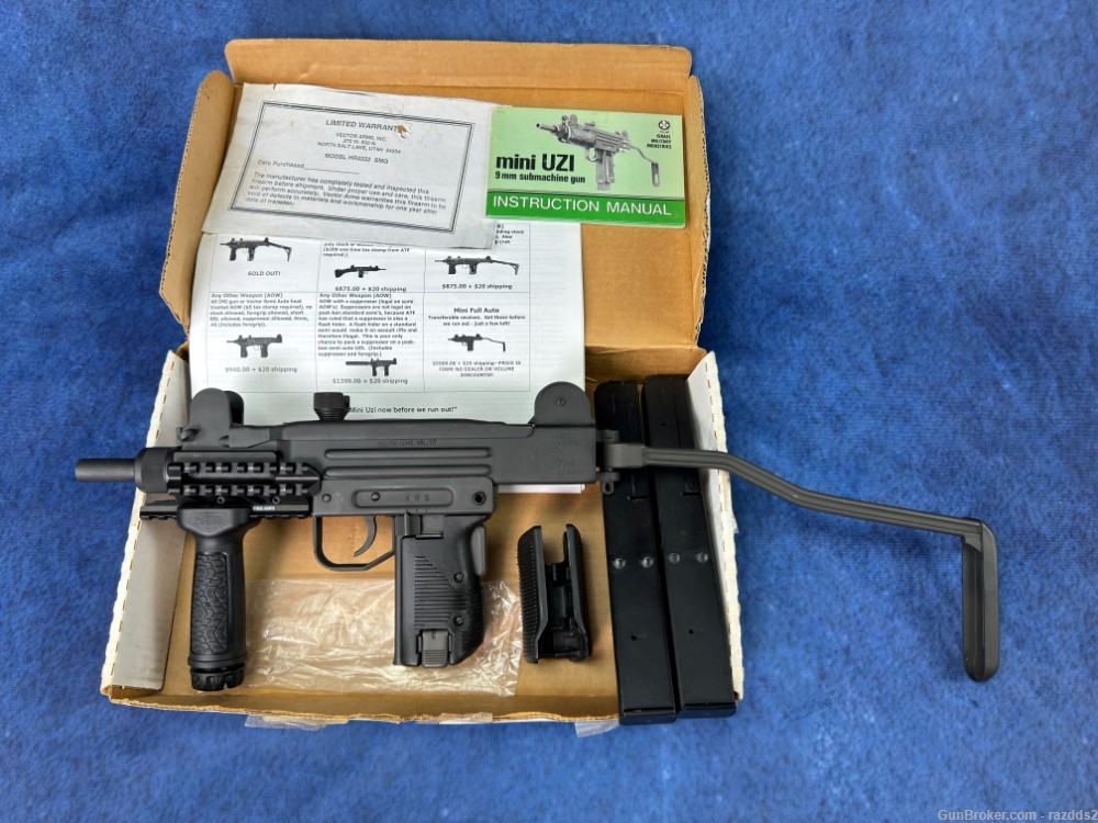 Excellent Transferable Group Vector Mini Uzi HR4332 in box 9mm EFILE READY-img-0