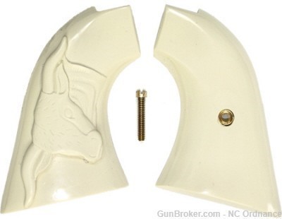 Colt Scout & Frontier Ivory-Like Grips With Longhorn-img-0