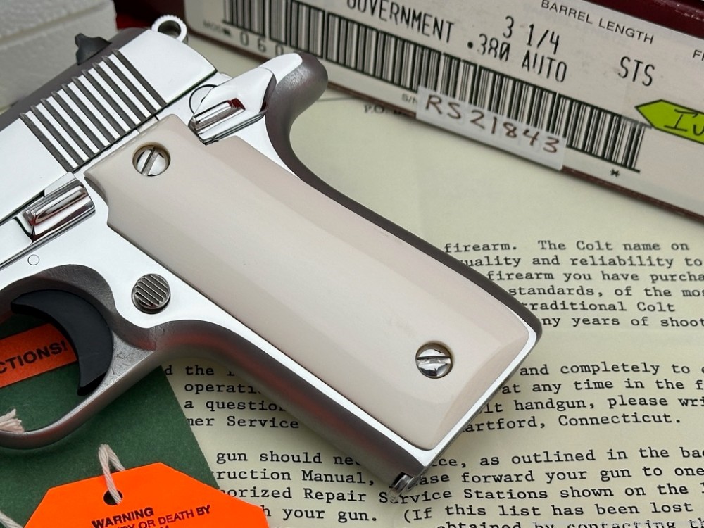 GORGEOUS 1992 Colt Government .380 ACP |*POLISHED STAINLESS & IVORY*|-img-5