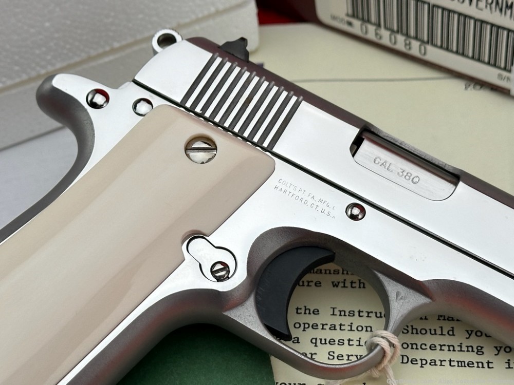 GORGEOUS 1992 Colt Government .380 ACP |*POLISHED STAINLESS & IVORY*|-img-8