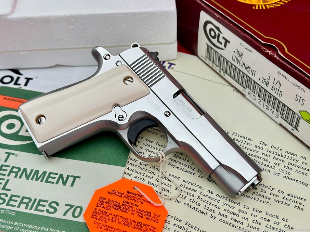 GORGEOUS 1992 Colt Government .380 ACP |*POLISHED STAINLESS & IVORY*|-img-6