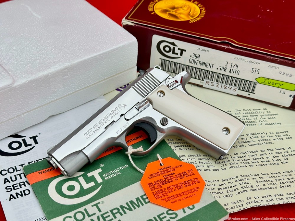 GORGEOUS 1992 Colt Government .380 ACP |*POLISHED STAINLESS & IVORY*|-img-0