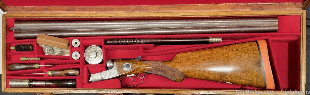 Greener Shotgun SxS 12 Gauge Black Powder W/ Case and Tools 1896 Antique -img-20