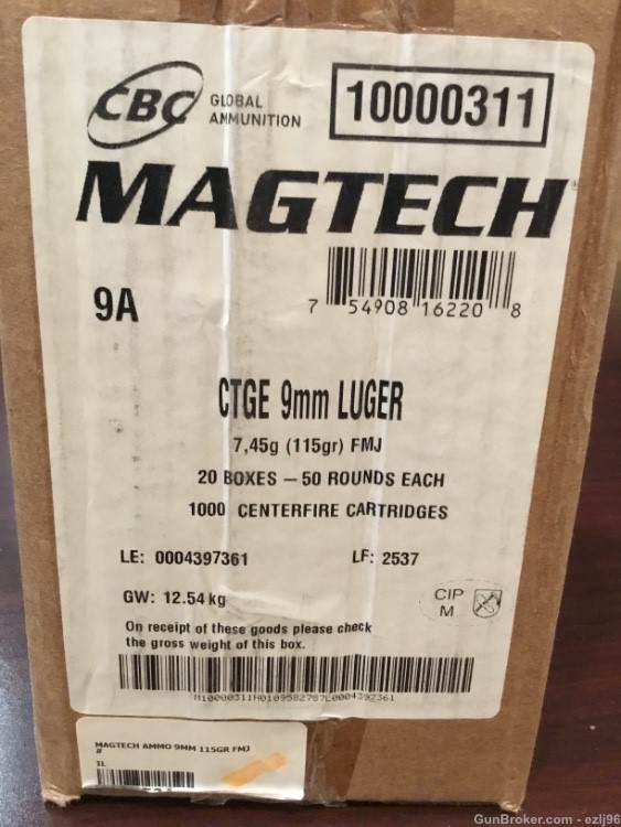 PENNY AUCTION MAGTECH 9MM LUGER 1000 ROUNDS 115GR. FMJ-img-0