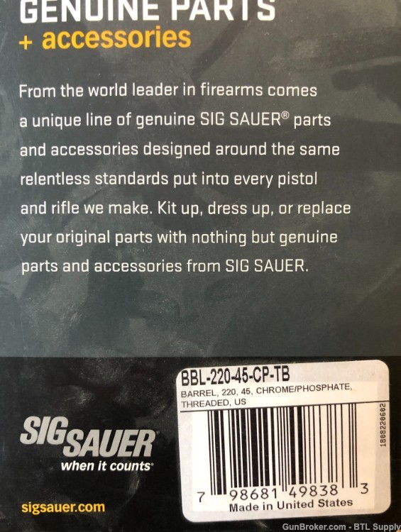 Sig Sauer P220 .45ACP 4.4-inch Replacement Threaded Barrel Black-img-1