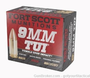 Fort Scott Munitions 9mm 80 Grain TUI (Tumble Upon Impact)-img-0