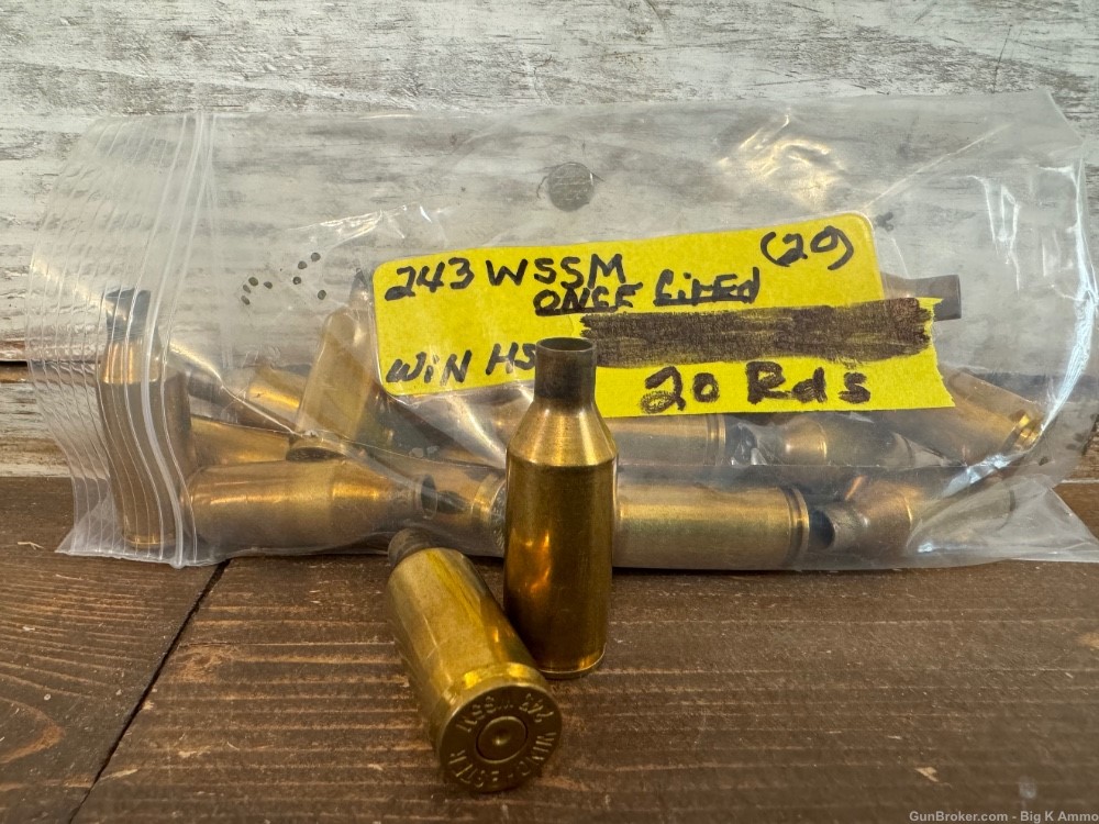 Winchester 243 WSSM .243 Winchester super short mag brass once fired 20 ct-img-0