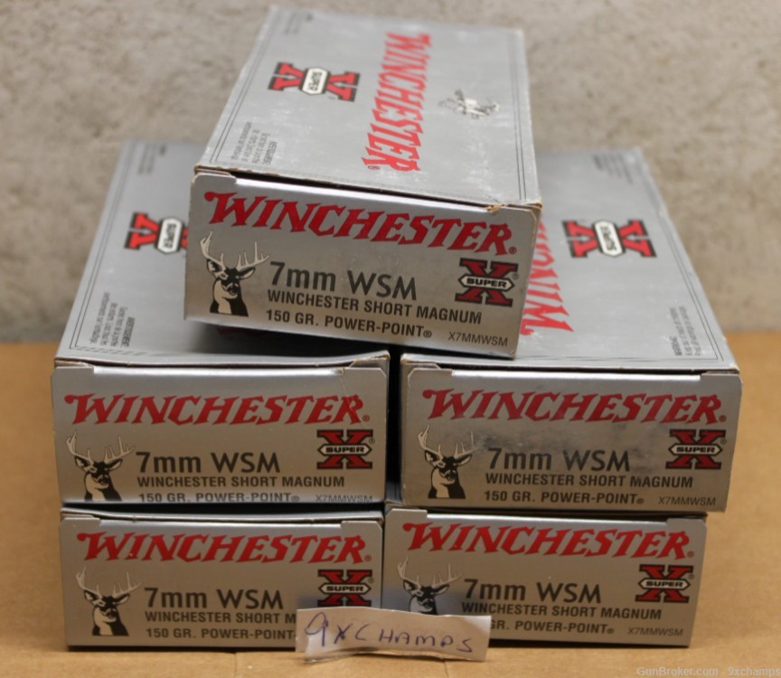 100 Rounds Winchester 7mm WSM ammo Win Short Magnum 150 Grain-img-0