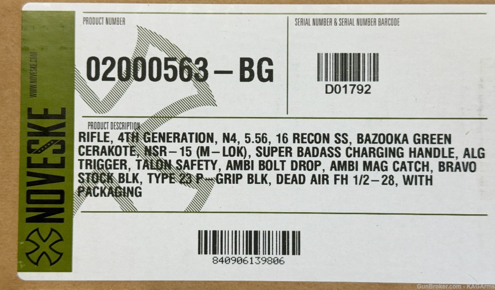 Noveske N4 Recon 16" SS Bazooka Green 02000563-BG Noveske Gen 4 BG Recon N4-img-3