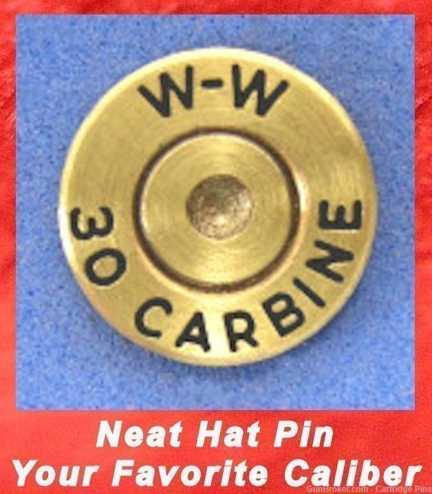 Winchester W-W   30 CARBINE  Cartridge Hat Pin  Tie Tac  Ammo Bullet-img-0