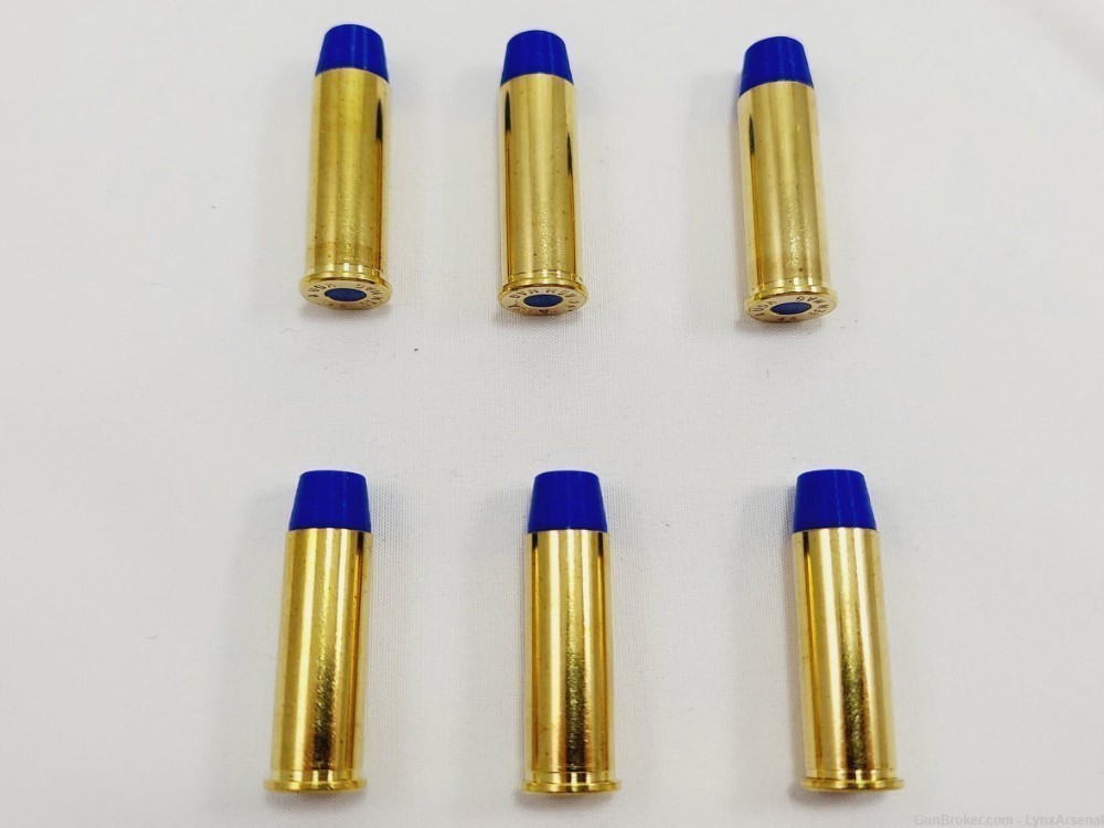 44 Magnum Brass Snap caps / Dummy Training Rounds - Set of 6 - Blue-img-2