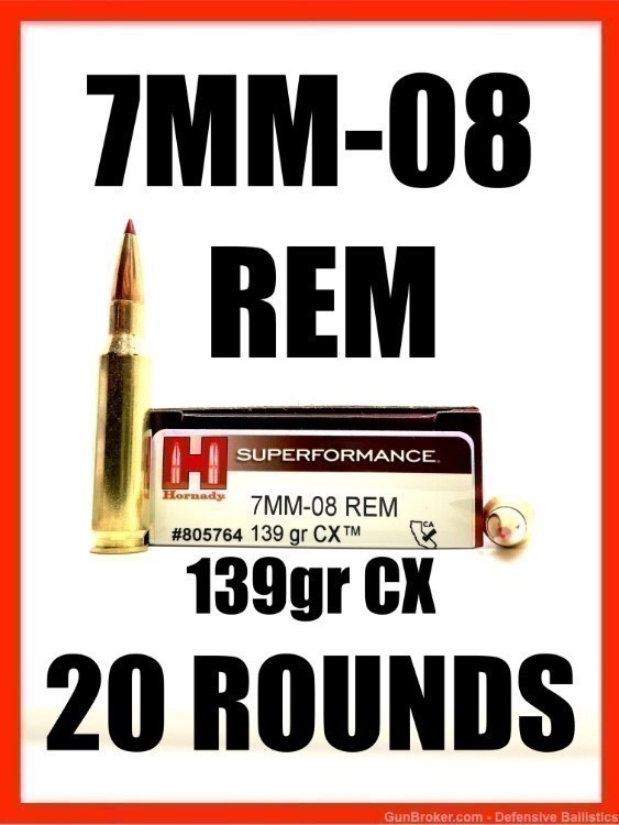 Hornady SUPERFORMANCE 7MM-08 REM ammo 139gr CX like 8057 CA IL NJ NY-img-0