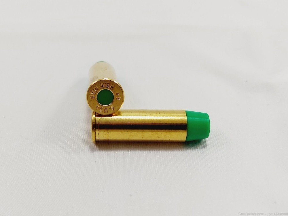 44 Magnum Brass Snap caps / Dummy Training Rounds - Set of 6 - Green-img-1