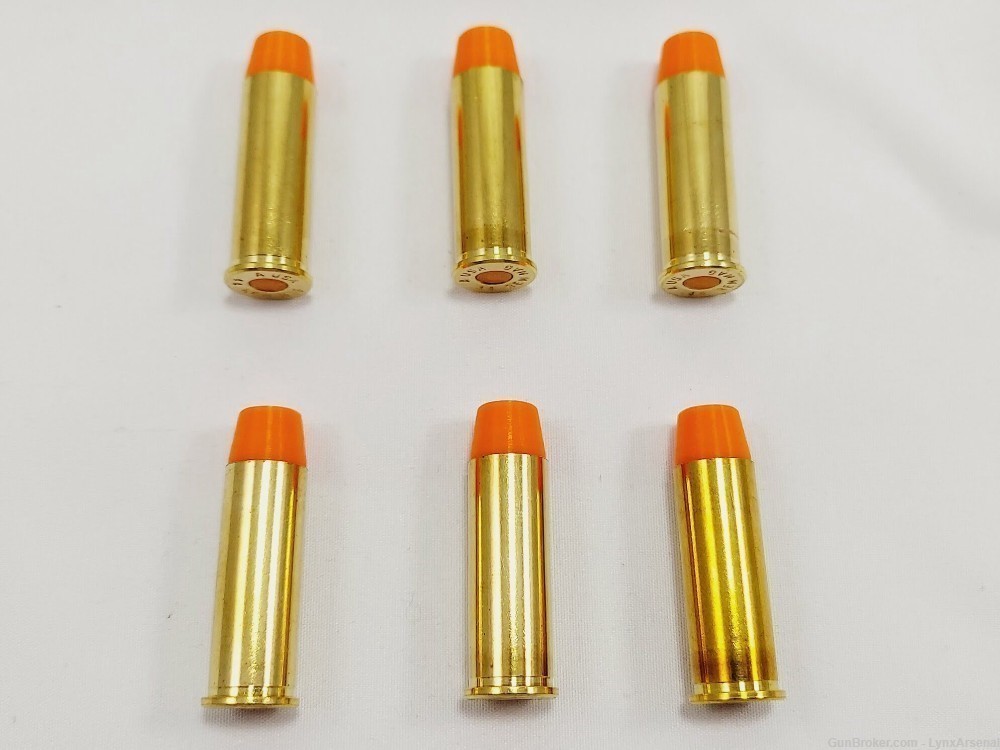 44 Magnum Brass Snap caps / Dummy Training Rounds - Set of 6 - Orange-img-2